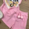 fernandaramoskids com br Conjunto Infantil Feminino Blusa Coração Manga Curta e Short Rosa 2
