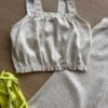 fernandaramoskids com br Conjunto Infantil Feminino Blusa Cropped e Calça Pantacourt Cru 1