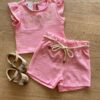 Conjunto Infantil Feminino Blusa Cropped e Short com Amarração Fernanda Ramos Kids