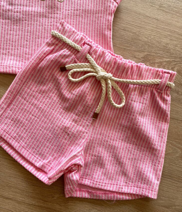 fernandaramoskids com br Conjunto Infantil Feminino Blusa Cropped e Short com Amarração 2