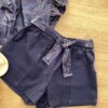 fernandaramoskids com br Conjunto Infantil Feminino Blusa Cropped Estampa e Short Azul Marinho 2