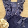fernandaramoskids com br Conjunto Infantil Feminino Blusa Cropped Estampa e Short Azul Marinho 3