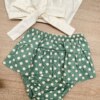 fernandaramoskids com br Conjunto Infantil Feminino Blusa Cropped Nude e Calcinha Poá Verde 2
