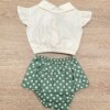 fernandaramoskids com br Conjunto Infantil Feminino Blusa Cropped Nude e Calcinha Poá Verde 3