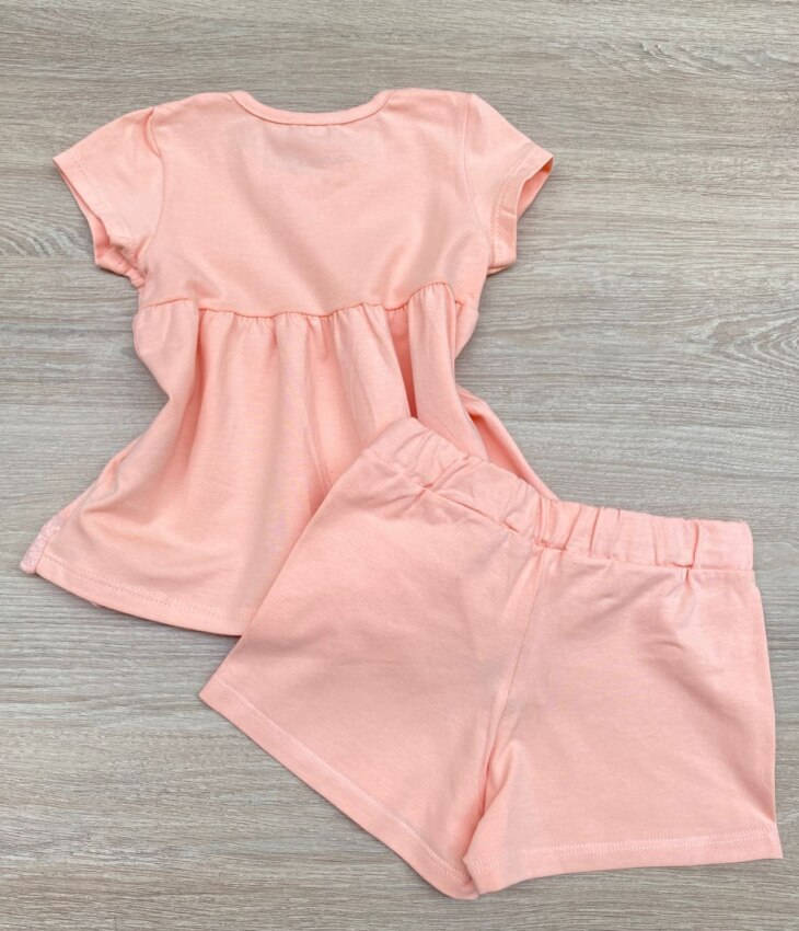 fernandaramoskids com br Conjunto Infantil Feminino Blusa Detalhe Laise e Short Salmão 3