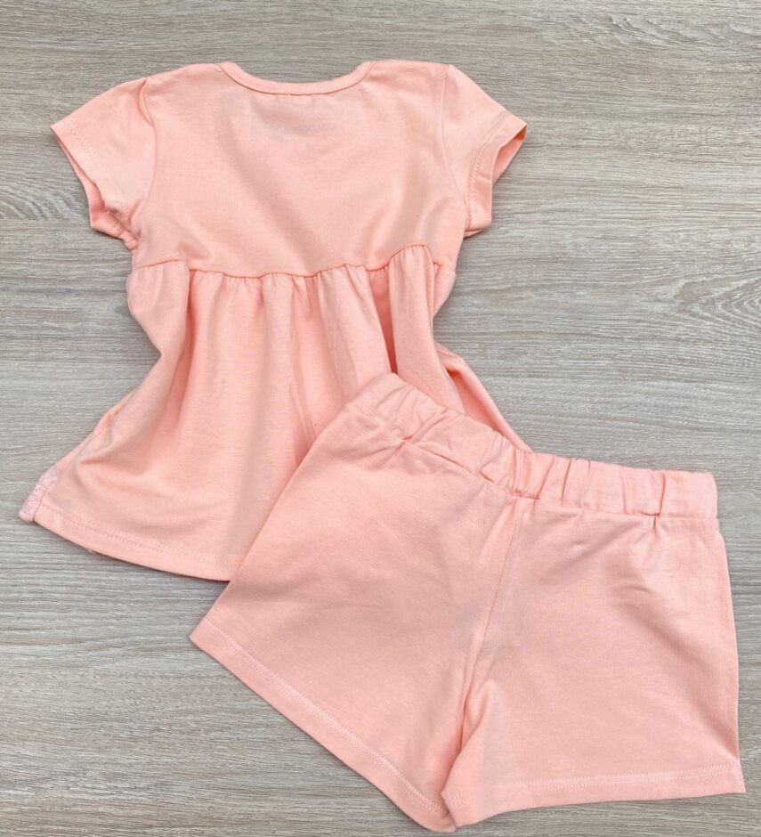 fernandaramoskids com br Conjunto Infantil Feminino Blusa Detalhe Laise e Short Salmão 3