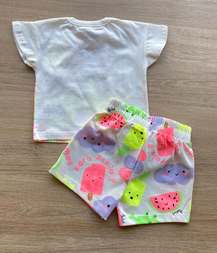 fernandaramoskids com br Conjunto Infantil Feminino Blusa e Short Néon Brilha no Escuro 4