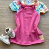 Conjunto Infantil Feminino Blusa Estampada e Salopete Rosa