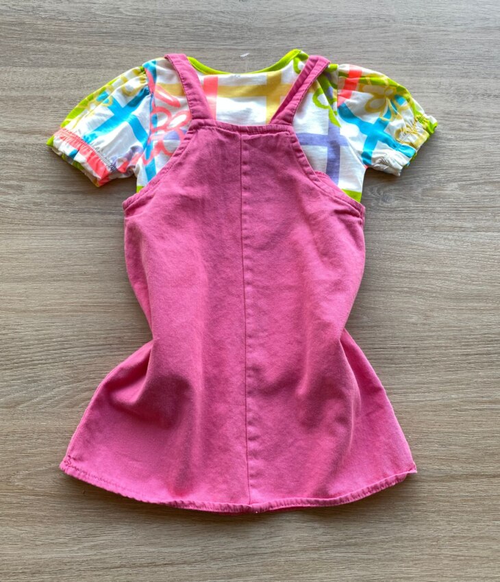 fernandaramoskids com br Conjunto Infantil Feminino Blusa Estampada e Salopete Rosa 2