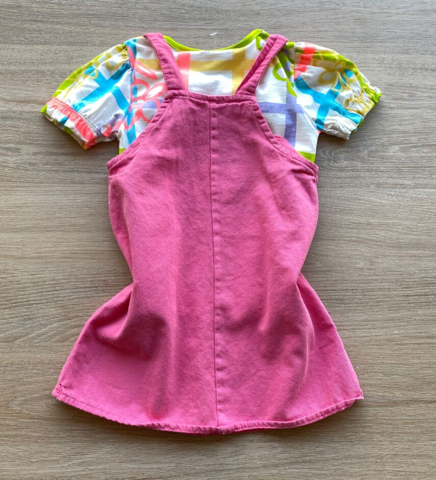 fernandaramoskids com br Conjunto Infantil Feminino Blusa Estampada e Salopete Rosa 2