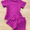 fernandaramoskids com br Conjunto Infantil Feminino Blusa Gatinho Manga Curta e Short Fúcsia 2