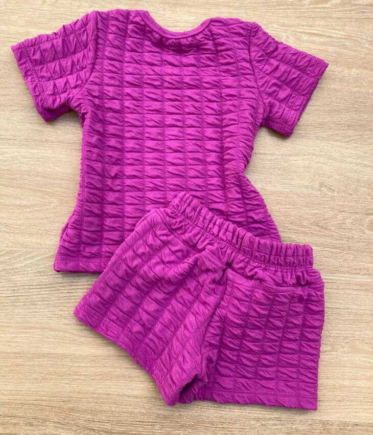 fernandaramoskids com br Conjunto Infantil Feminino Blusa Gatinho Manga Curta e Short Fúcsia 2