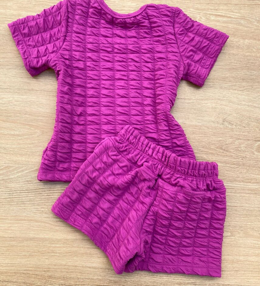 fernandaramoskids com br Conjunto Infantil Feminino Blusa Gatinho Manga Curta e Short Fúcsia 2