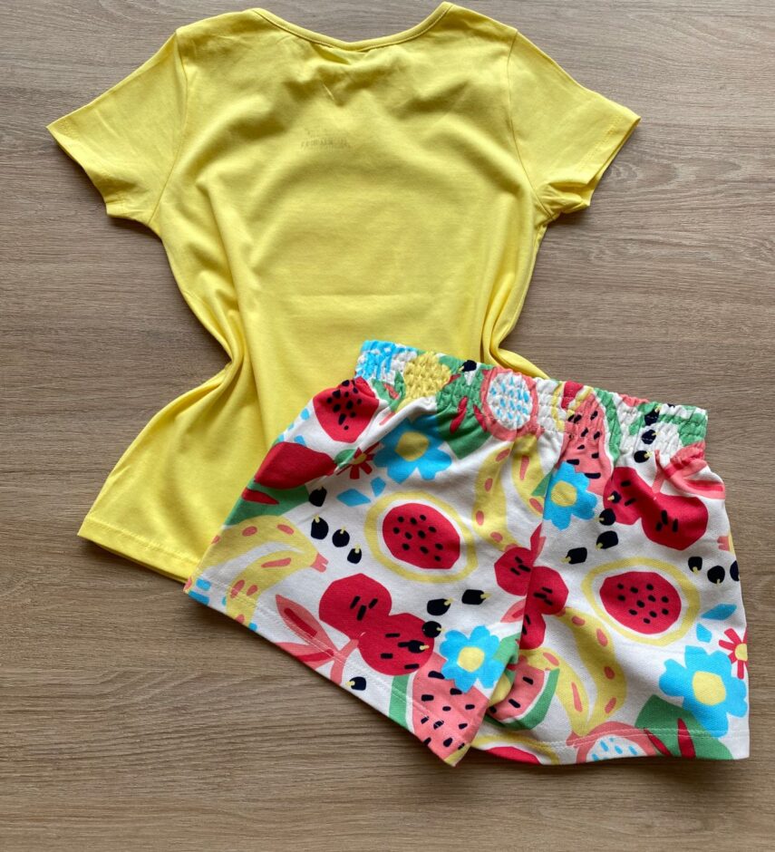fernandaramoskids com br Conjunto Infantil Feminino Blusa Happy Sunday e Short Estampado 2