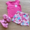 Conjunto Infantil Feminino Blusa Rosa e Short Estampa Floral Fernanda Ramos Kids