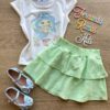 Conjunto Infantil Feminino Blusa Sereia e Short Saia Verde Fernanda Ramos Kids