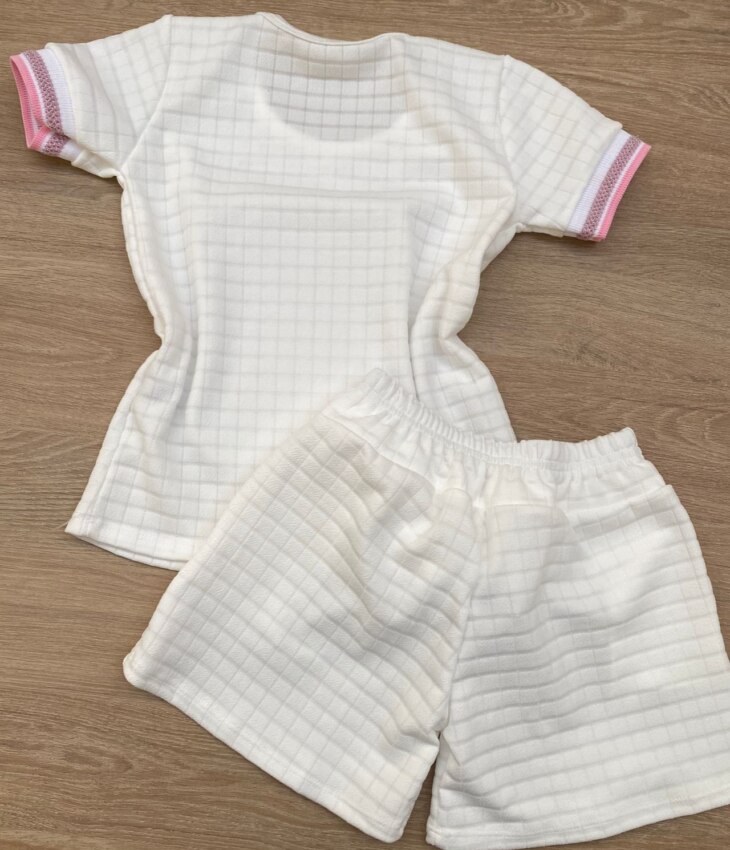 fernandaramoskids com br Conjunto Infantil Feminino Blusa Ursinho Manga Curta e Short Branco 3