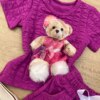fernandaramoskids com br Conjunto Infantil Feminino Blusa Ursinho Manga Curta e Short Fúcsia 1