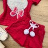 fernandaramoskids com br Conjunto Infantil Feminino Blusa Love Manga Curta e Short Pink 2