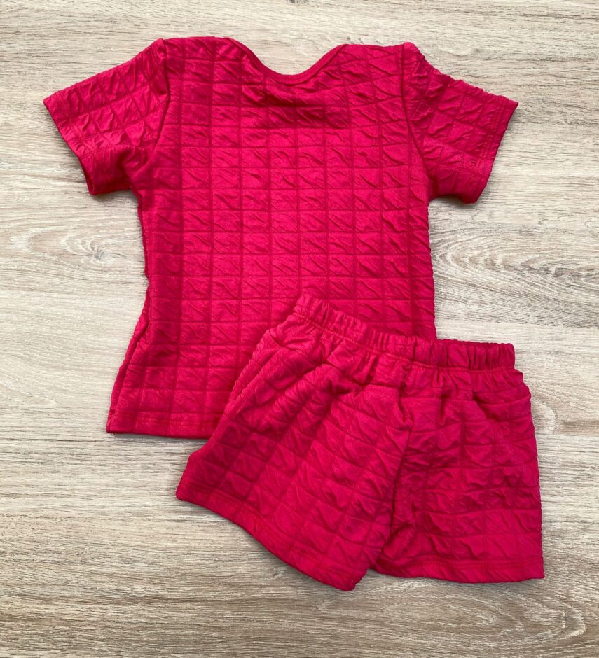 fernandaramoskids com br Conjunto Infantil Feminino Blusa Love Manga Curta e Short Pink 3