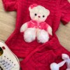 fernandaramoskids com br Conjunto Infantil Feminino Blusa Ursinho Manga Curta e Short Pink 1