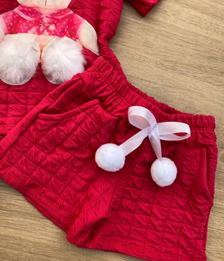fernandaramoskids com br Conjunto Infantil Feminino Blusa Ursinho Manga Curta e Short Pink 2