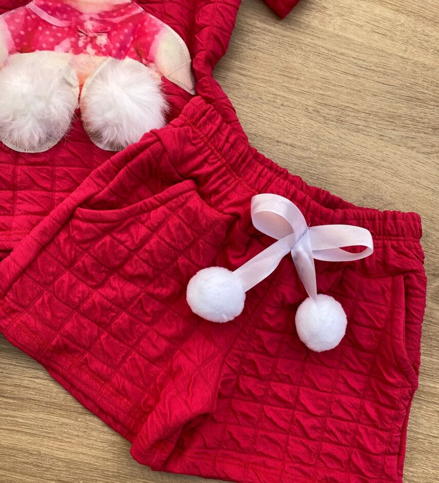 fernandaramoskids com br Conjunto Infantil Feminino Blusa Ursinho Manga Curta e Short Pink 2