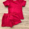 fernandaramoskids com br Conjunto Infantil Feminino Blusa Ursinho Manga Curta e Short Pink 3