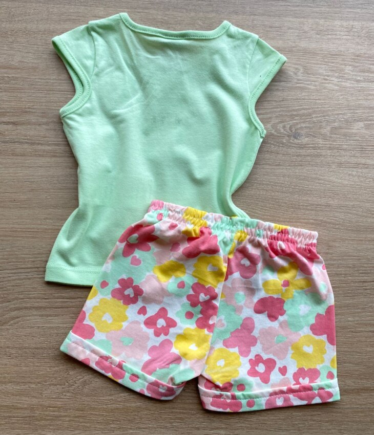 fernandaramoskids com br Conjunto Infantil Feminino Blusa Verde e Short Estampa Floral 3