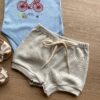 fernandaramoskids com br Conjunto Infantil Feminino Body Azul Short Cinza 1
