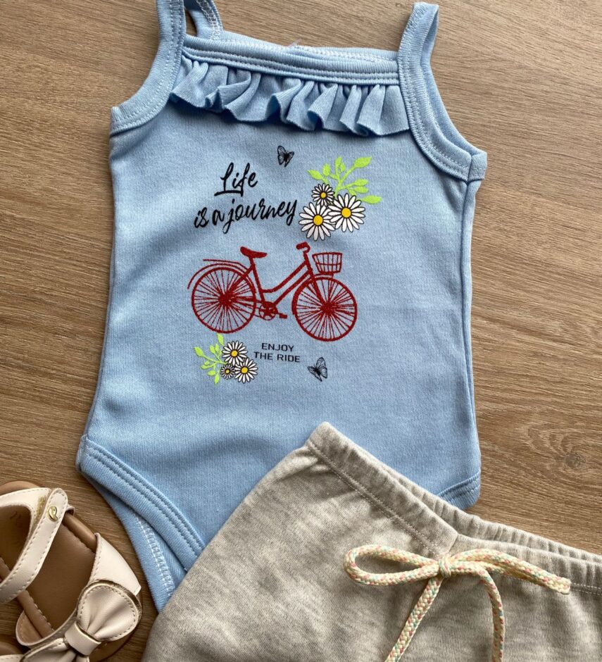 fernandaramoskids com br Conjunto Infantil Feminino Body Azul Short Cinza 2