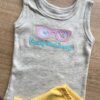 fernandaramoskids com br Conjunto Infantil Feminino Body Cinza Short Listrado Amarelo 1