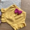 fernandaramoskids com br Conjunto Infantil Feminino Body Cinza Short Listrado Amarelo 2