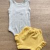 fernandaramoskids com br Conjunto Infantil Feminino Body Cinza Short Listrado Amarelo 3