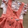 fernandaramoskids com br Conjunto Infantil Feminino Body Estampa Dog e Salopete Salmão 1