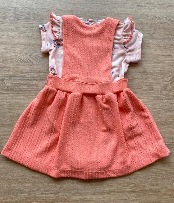 fernandaramoskids com br Conjunto Infantil Feminino Body Estampa Dog e Salopete Salmão 5 (2)