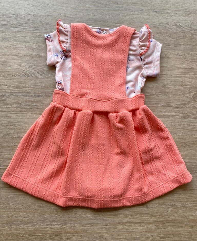fernandaramoskids com br Conjunto Infantil Feminino Body Estampa Dog e Salopete Salmão 5 (2)