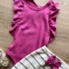 fernandaramoskids com br Conjunto Infantil Feminino Body Fúcsia e Short Listrado 1