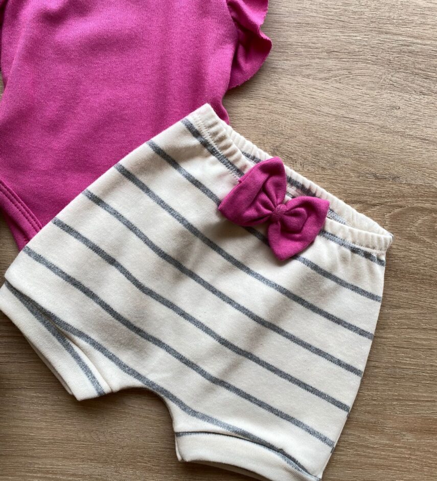 fernandaramoskids com br Conjunto Infantil Feminino Body Fúcsia e Short Listrado 2