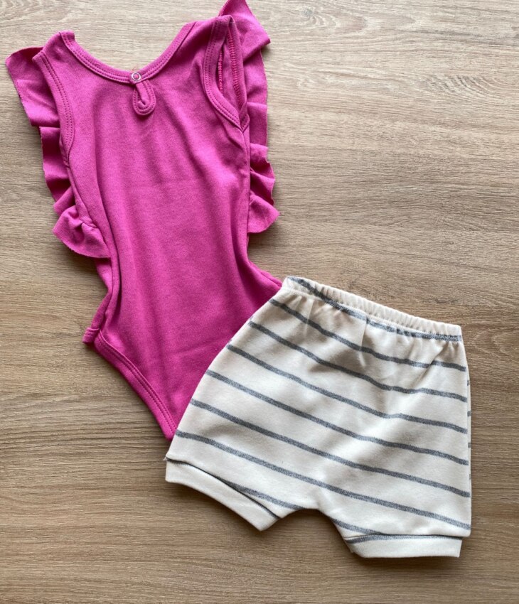 fernandaramoskids com br Conjunto Infantil Feminino Body Fúcsia e Short Listrado 3