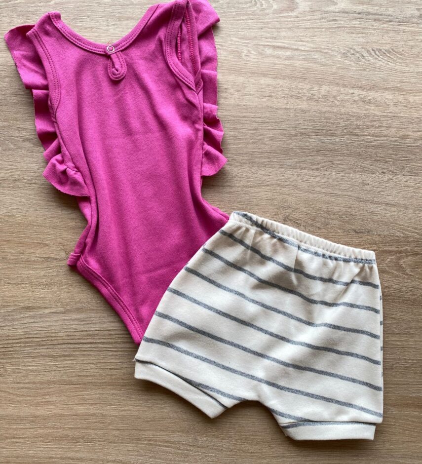 fernandaramoskids com br Conjunto Infantil Feminino Body Fúcsia e Short Listrado 3