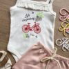 fernandaramoskids com br Conjunto Infantil Feminino Body Off White Short Rose 1