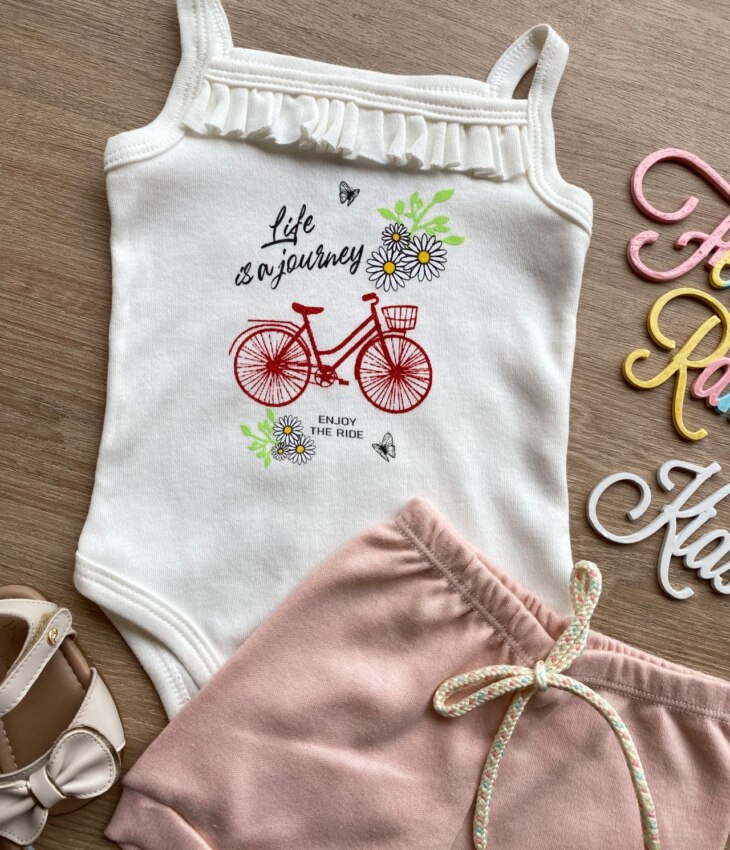 fernandaramoskids com br Conjunto Infantil Feminino Body Off White Short Rose 1
