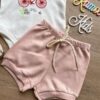 fernandaramoskids com br Conjunto Infantil Feminino Body Off White Short Rose 2