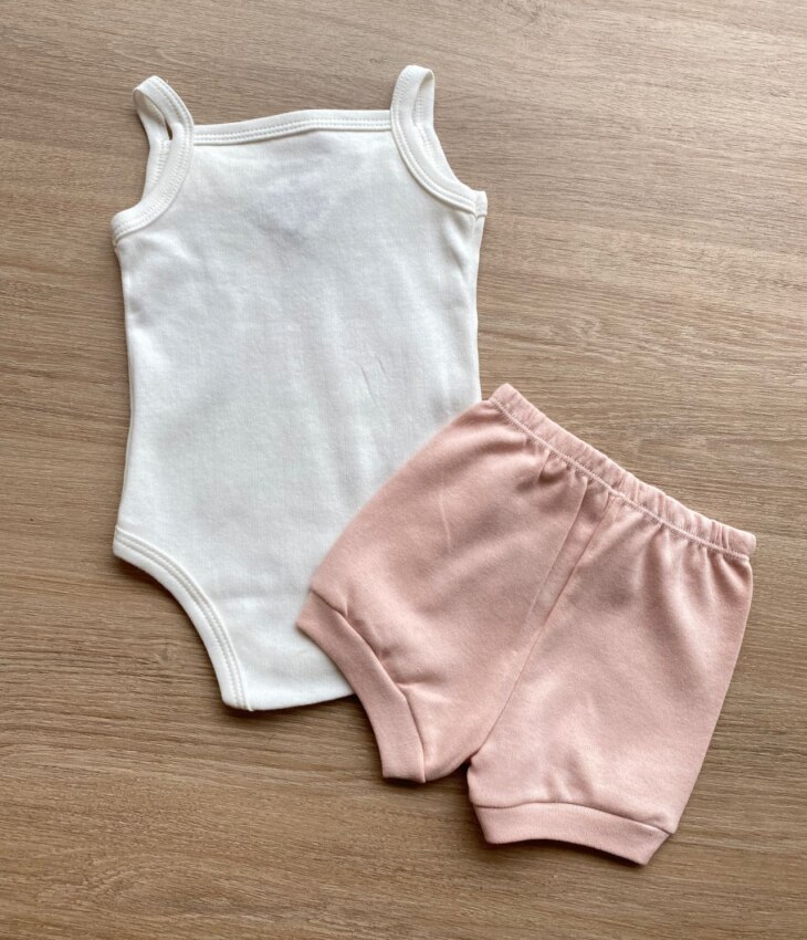 fernandaramoskids com br Conjunto Infantil Feminino Body Off White Short Rose 3
