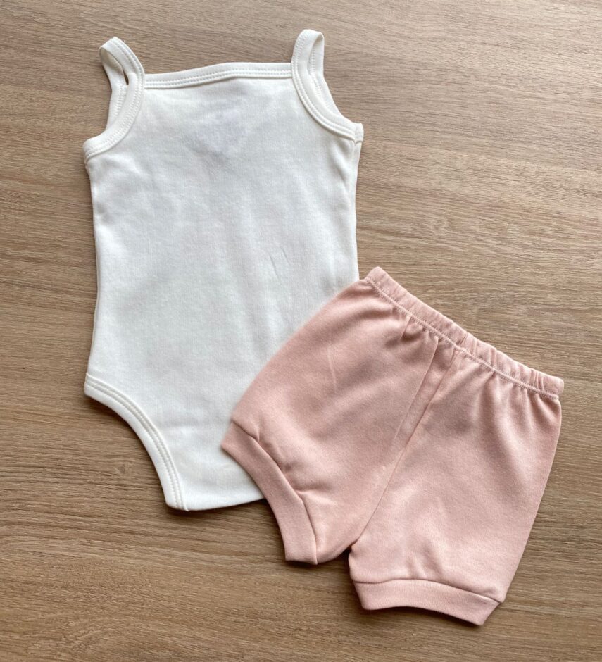 fernandaramoskids com br Conjunto Infantil Feminino Body Off White Short Rose 3