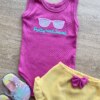 fernandaramoskids com br Conjunto Infantil Feminino Body Pink Short Listrado Amarelo 1
