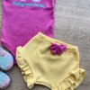 fernandaramoskids com br Conjunto Infantil Feminino Body Pink Short Listrado Amarelo 2