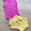 fernandaramoskids com br Conjunto Infantil Feminino Body Pink Short Listrado Amarelo 3