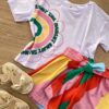 fernandaramoskids com br Conjunto Infantil Feminino Cropped Branco com Estampa e Short 1